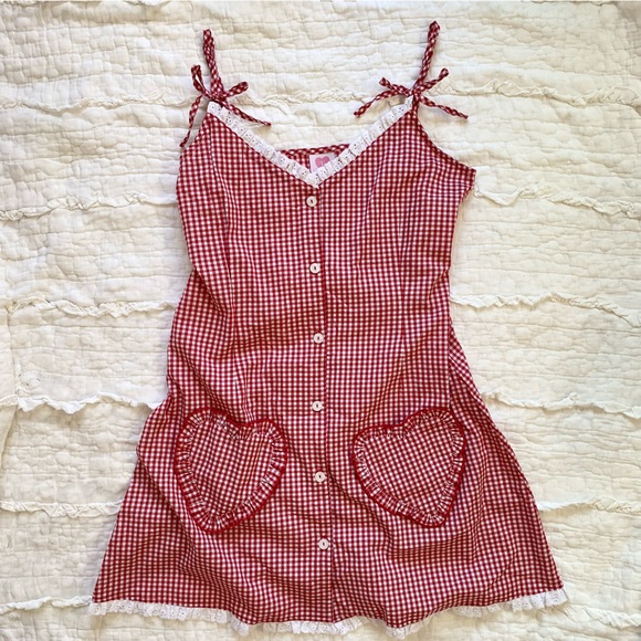 UNIF Dresses & Skirts - Evewear The Dotty Red Gingham Dress